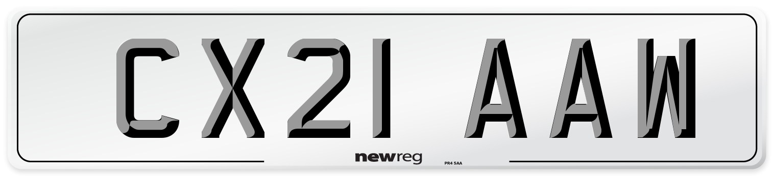 CX21 AAW Number Plate from New Reg